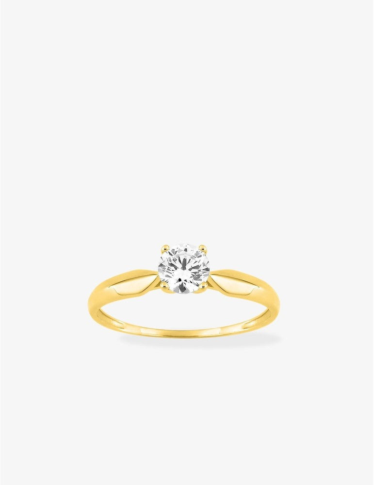 Bague en or jaune 750 ‰ – Oxyde de zirconium 0,50 ct