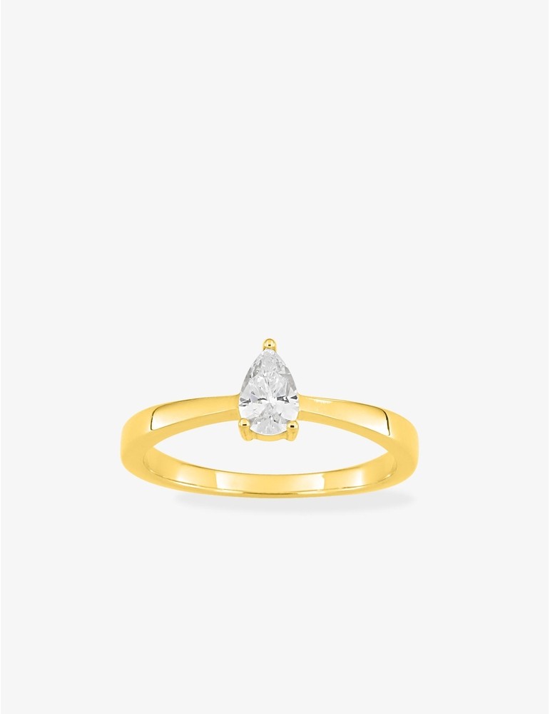 Bague en plaqué or avec oxyde de zirconium poire – Élégance et éclat intemporel