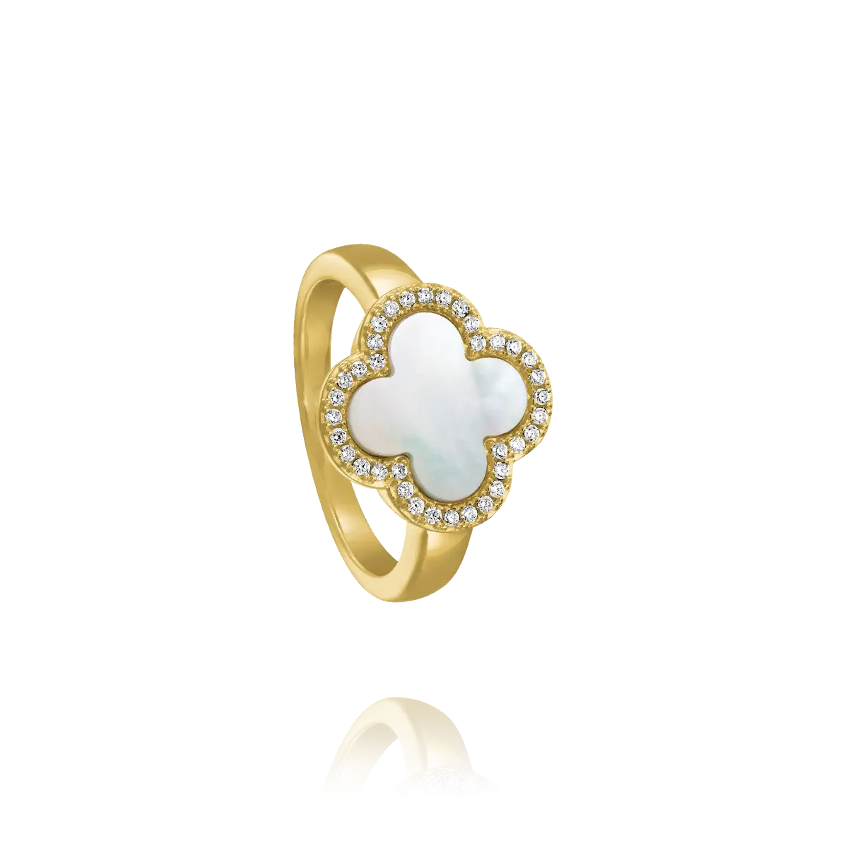 Bague Trèfle en Nacre et Argent Doré AGF170084R