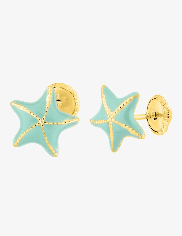 Paire de Boucles d'Oreilles Enfants Étoile de Mer en Or Jaune 375/1000
