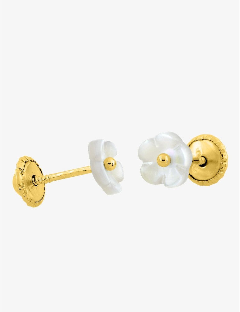 Paire de Boucles d'Oreilles Fleurs en Nacre et Or 375/1000 – 0.20g
