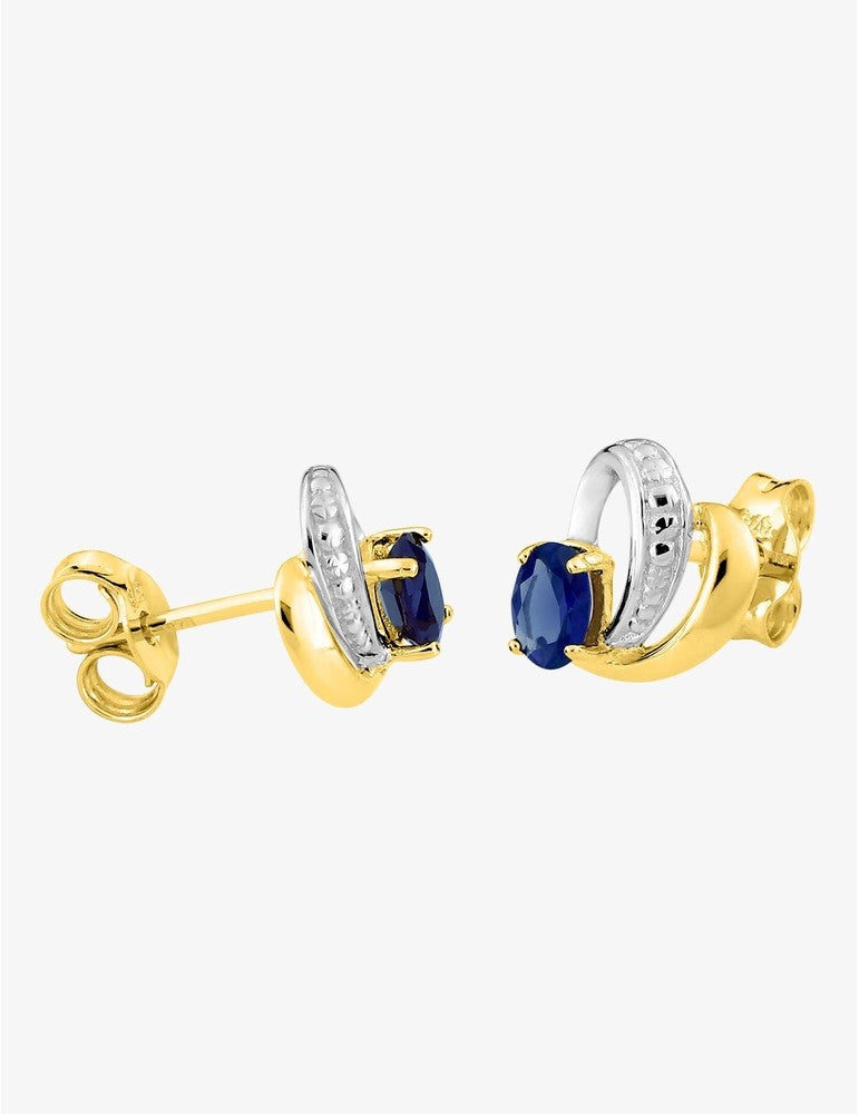 Boucles d'Oreilles Pétales Or Jaune 375‰ et Saphir – Élégance Subtile