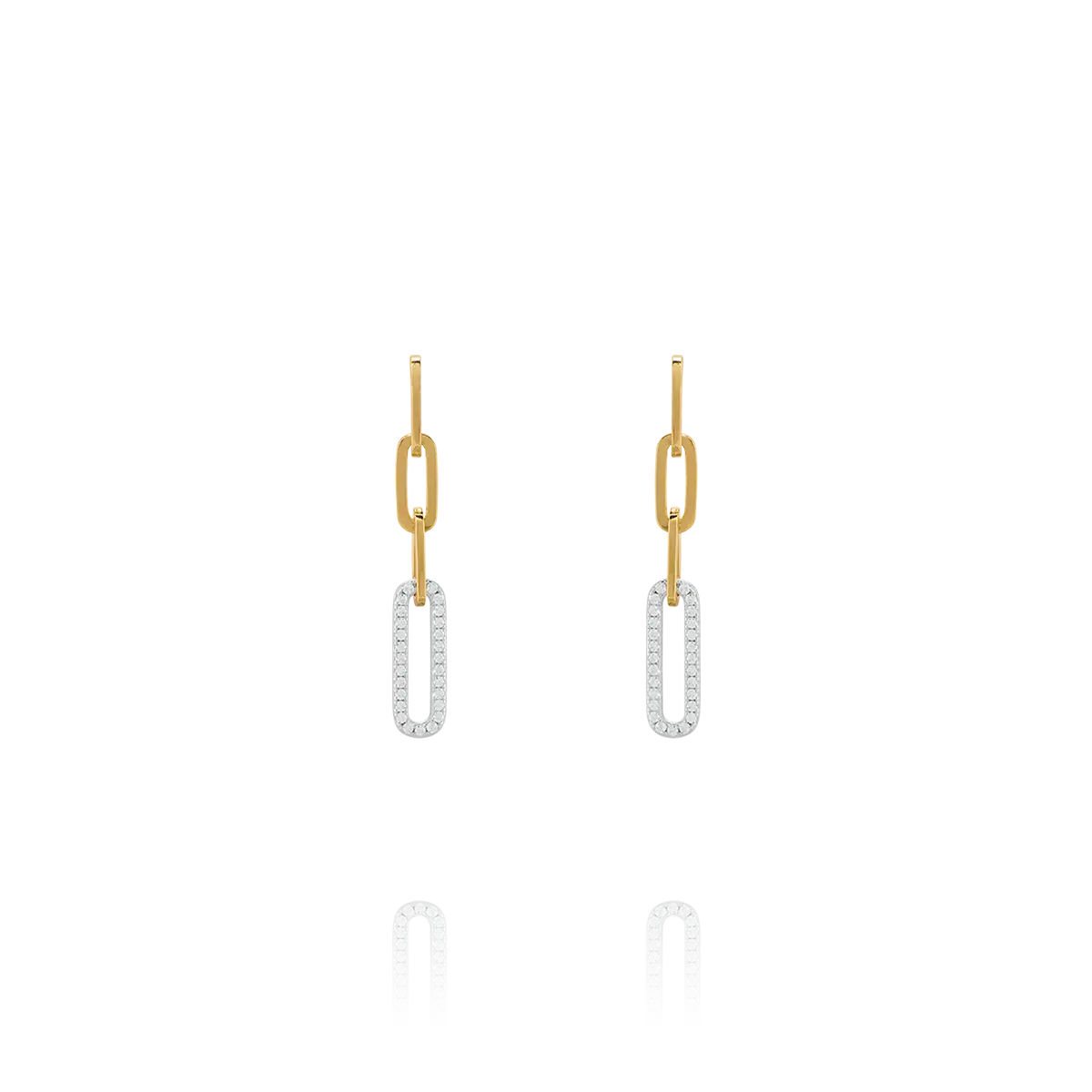 Boucles d’Oreilles Styles Maillons Bicolores Argent Bicolore