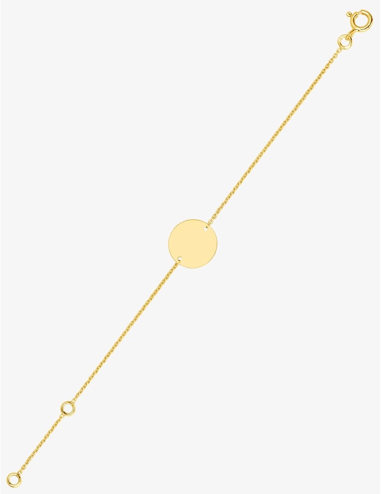 Bracelet Identité Bébé Or Jaune 750‰ – Maille Forçat & Jeton 12 mm Gravure Offerte