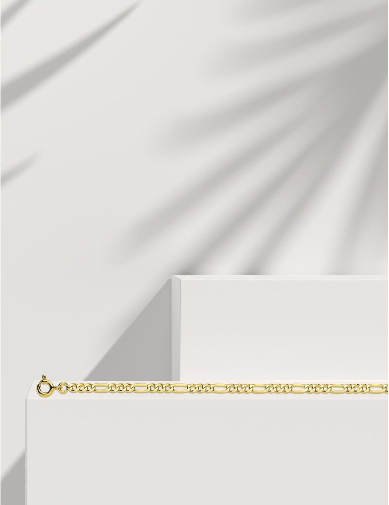 Chaîne alternée 1+3 ultra-plate en or jaune 750‰ – Largeur 3 mm