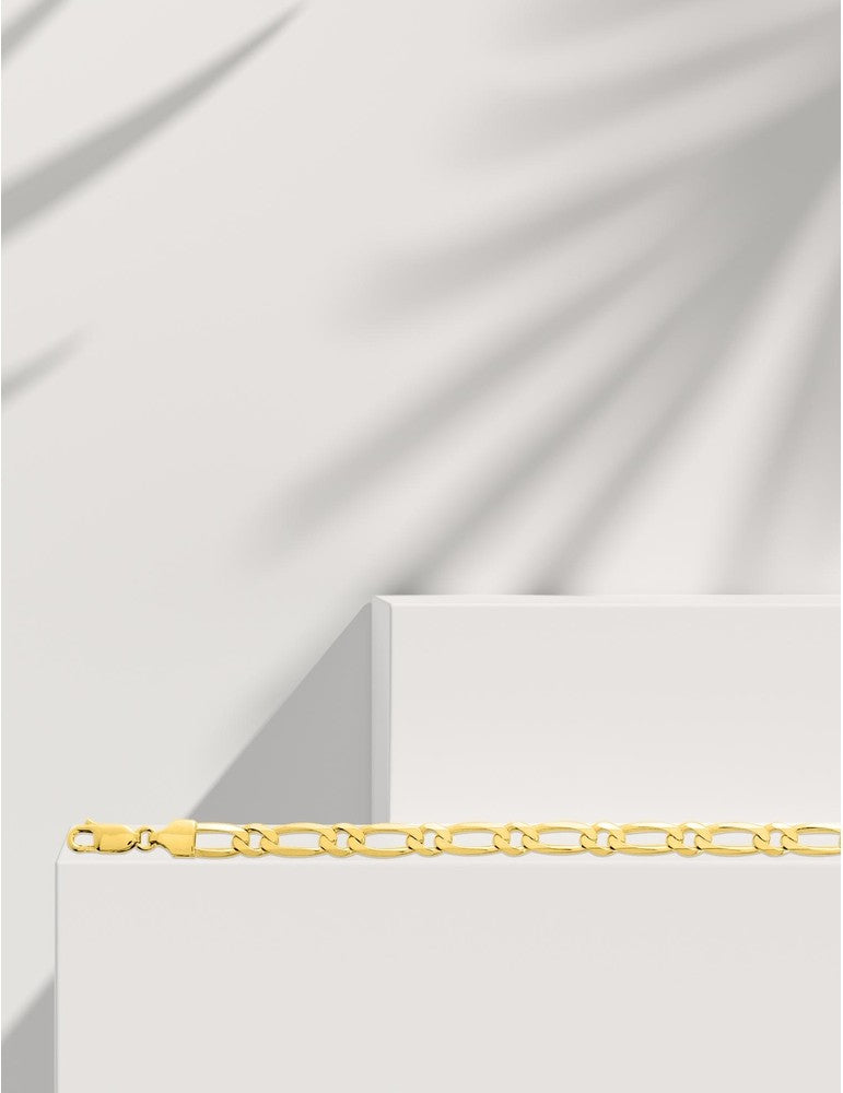 Chaîne alternée 1+1 ultra-plate en or jaune 750‰ – Largeur 6 mm