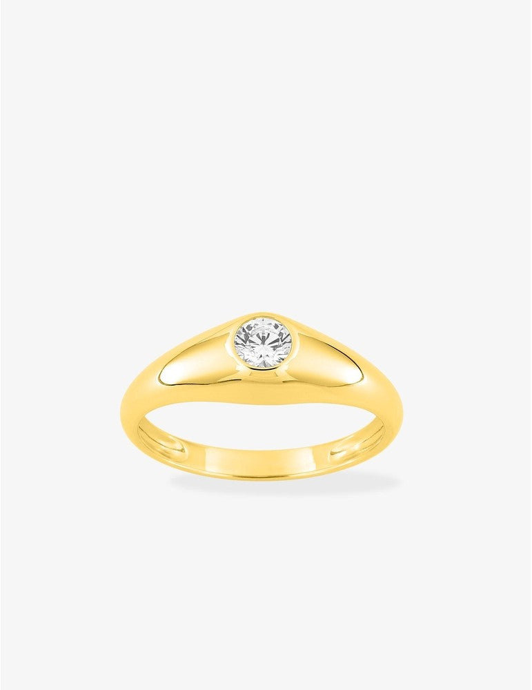 Jonc Anglais en or jaune 750 ‰ – Oxyde de zirconium 0,30 ct