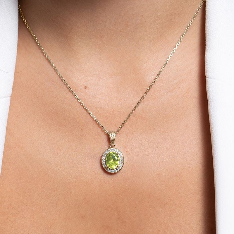 Collier Femme Griffe Rouge Victoria Plaqué Or et Oxyde Vert