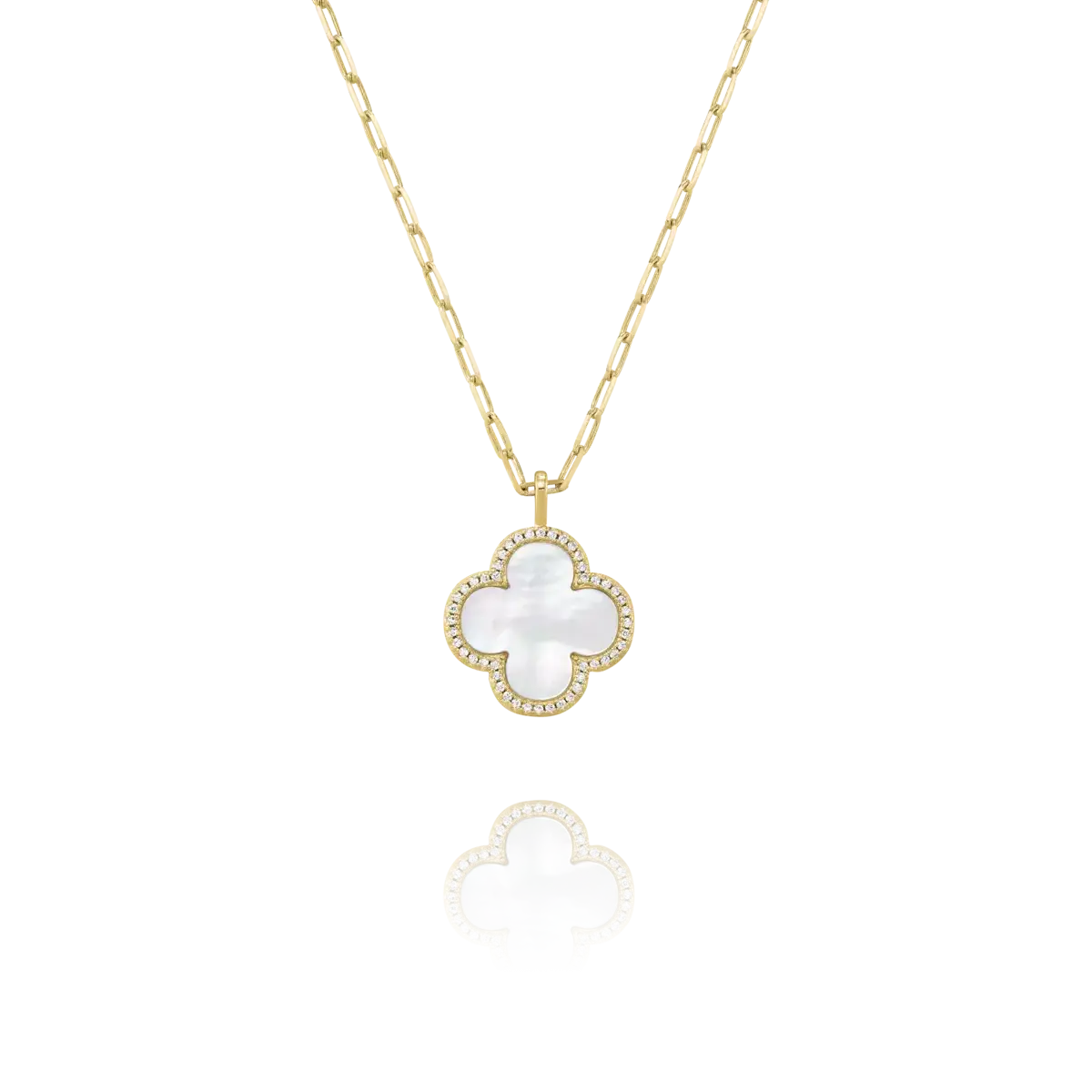 Collier Trèfle en Nacre et Argent Doré – Élégance & Raffinement