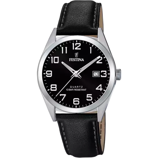 MONTRE FESTINA CLASSICS F20446/3 NOIR, BRACELET CUIR, HOMME