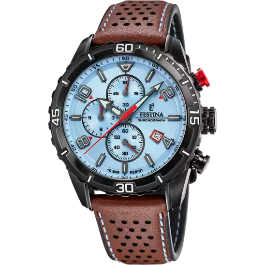 MONTRE FESTINA TIMELESS CHRONOGRAPH F20519/1 BLEU, BRACELET CUIR, HOMME