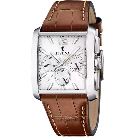 MONTRE FESTINA F20636/1 GRIS ARGENTÉ, BRACELET CUIR, HOMME