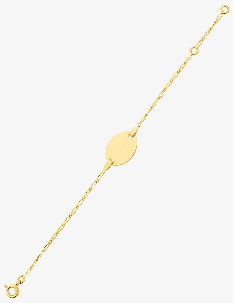 Gourmette Bébé Chaîne Alternée 1+1 Plaque Ovale Or Jaune 750‰ – Gravure Offerte