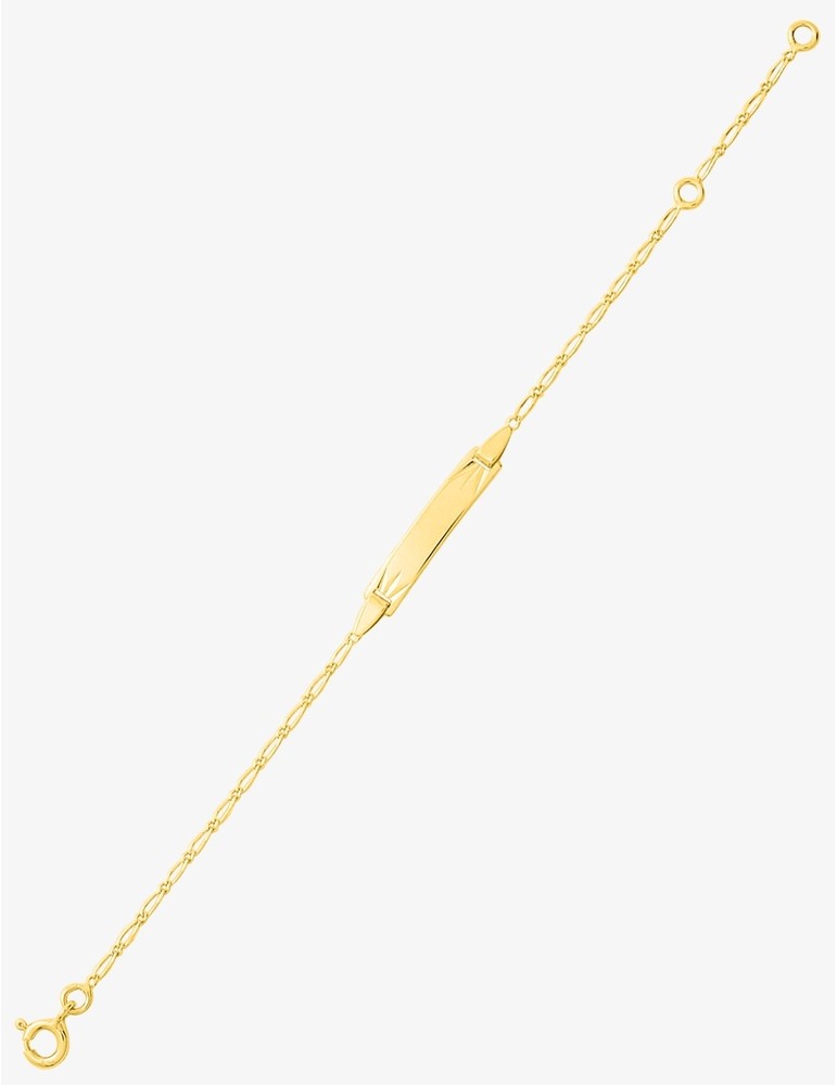 Gourmette Bébé Chaîne Alternée 1+1 Plaque Rectangle Diamantée Or Jaune 750‰ – Gravure Offerte