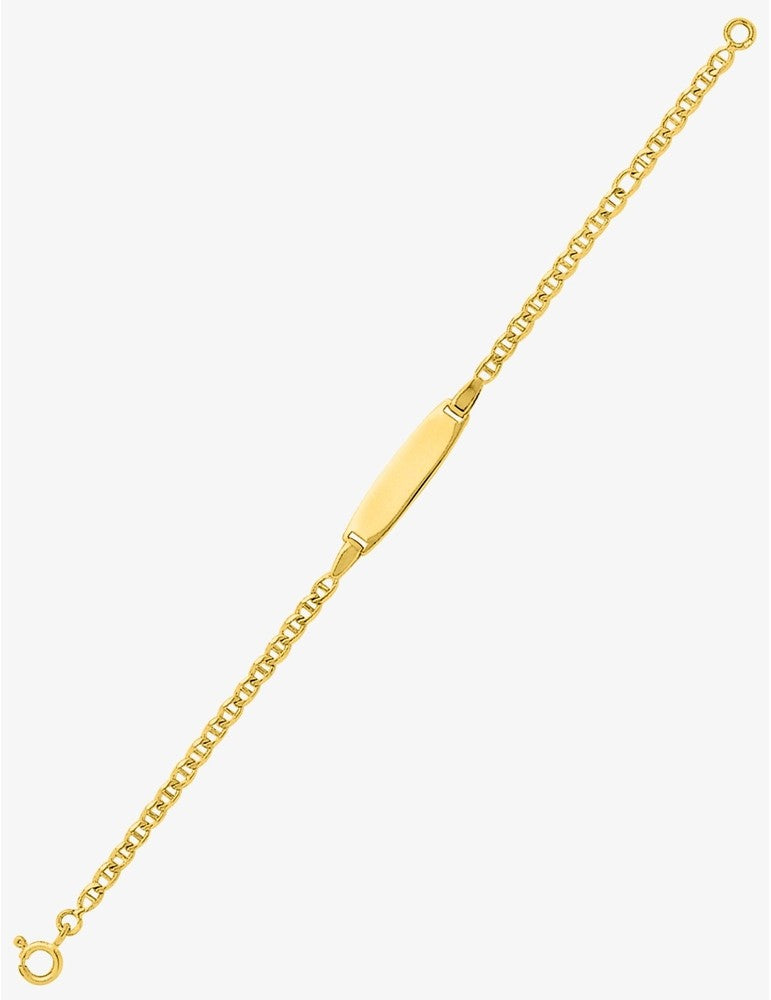 Gourmette Bébé Chaîne Marine Plaque Ovale Or Jaune 750‰ – Gravure Offerte