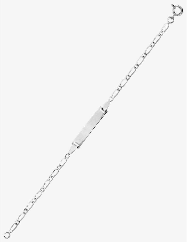 Gourmette Bébé Or Blanc 750‰ – Plaque Rectangulaire & Gravure Offerte