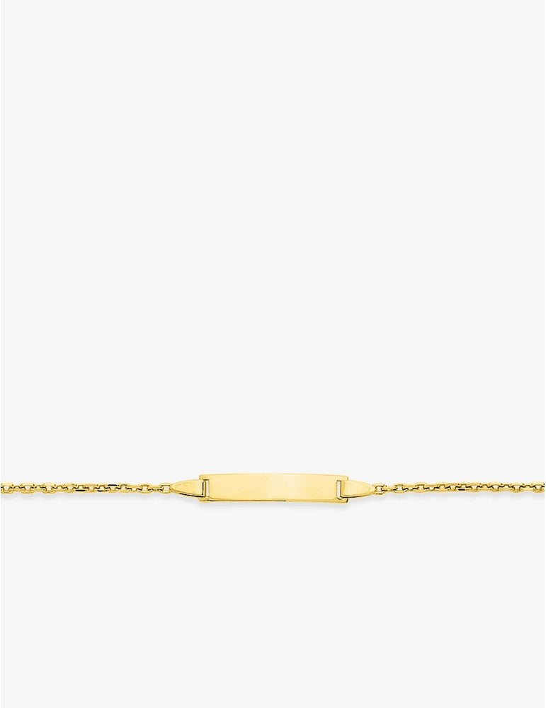 Gourmette Bébé Or Jaune 750‰ Plaque Rectangle & Chaîne Forçat – Gravure Offerte