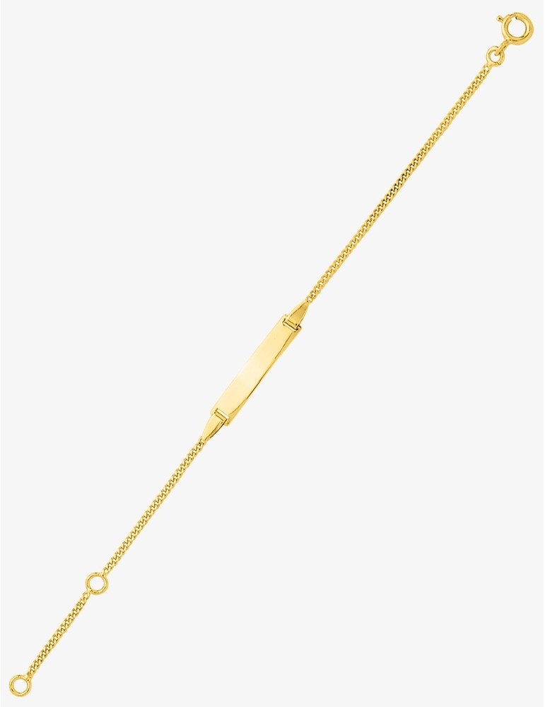Gourmette Bébé en Or Jaune 18K avec Plaque Rectangle - Gravure Offerte