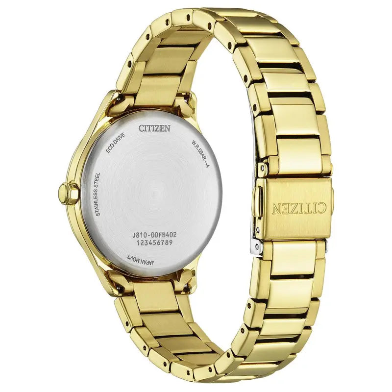 Citizen FE6122-64A – Montre femme Eco-Drive dorée cadran blanc