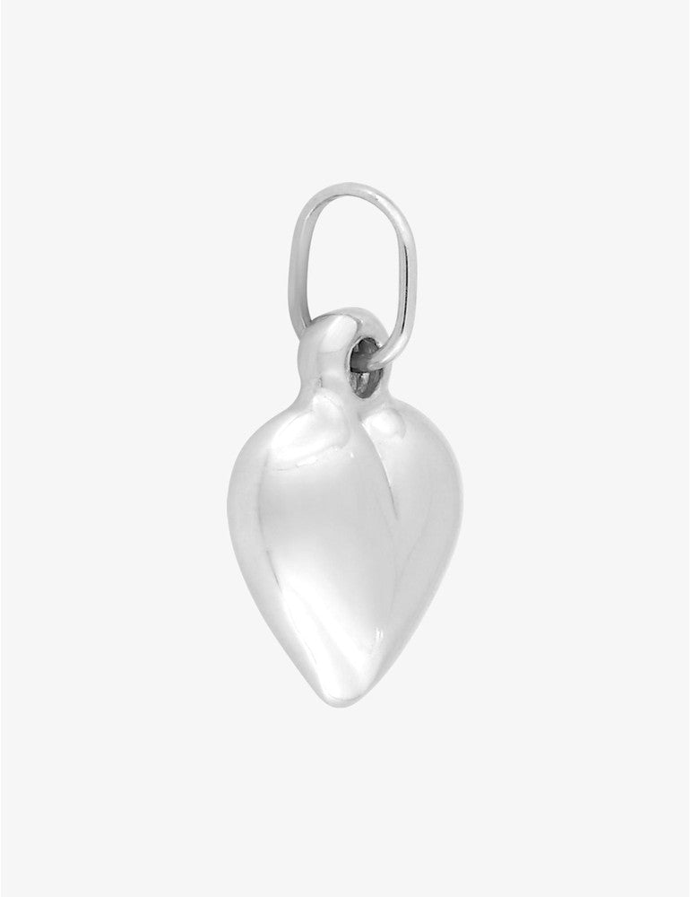 Pendentif cœur bombé or blanc 375 ‰ 8x14 mm