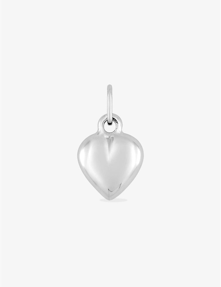 Pendentif cœur bombé or blanc 375 ‰ 8x14 mm