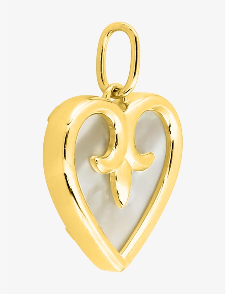 Pendentif cœur fantaisie en nacre et or jaune 375‰