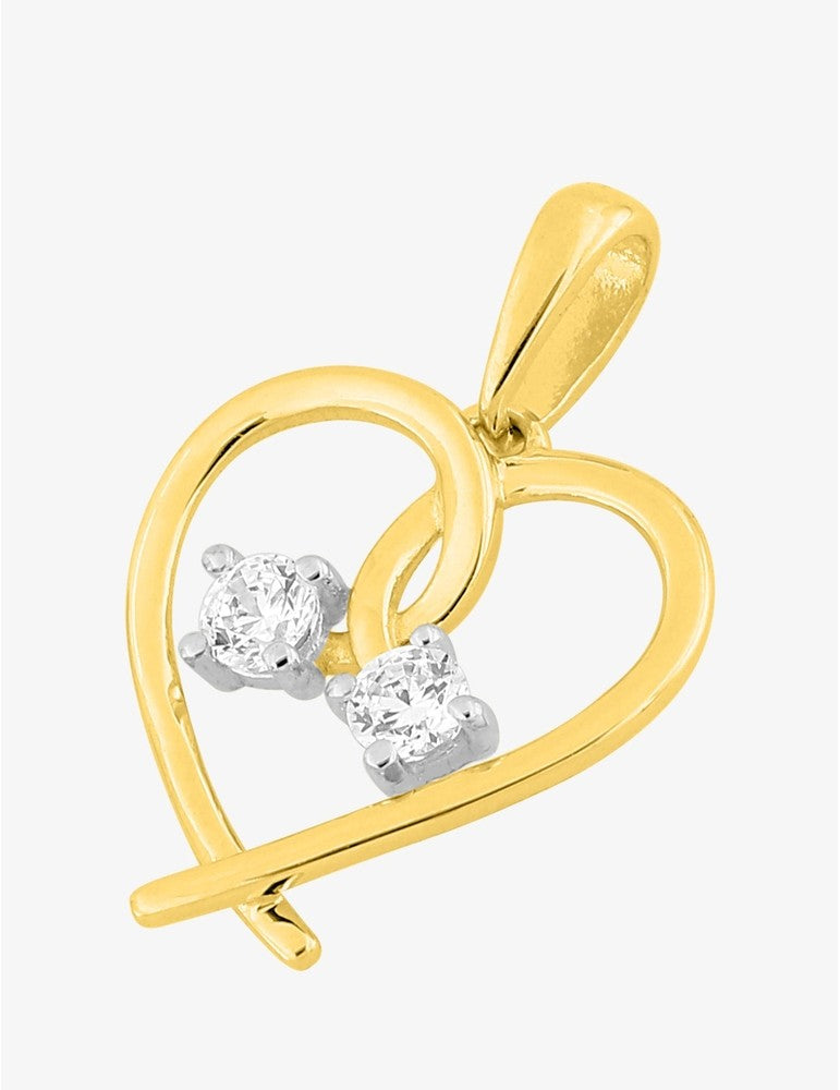 Pendentif cœur fantaisie or jaune 375‰, rhodium et oxydes de zirconium sertis griffes