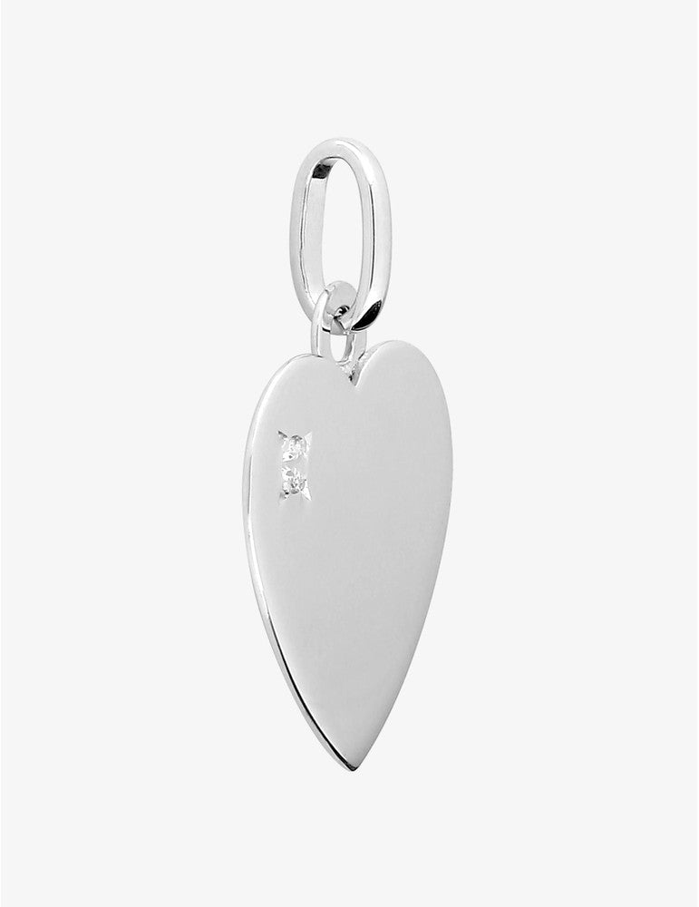 Pendentif cœur en or blanc 375‰ avec oxyde de zirconium