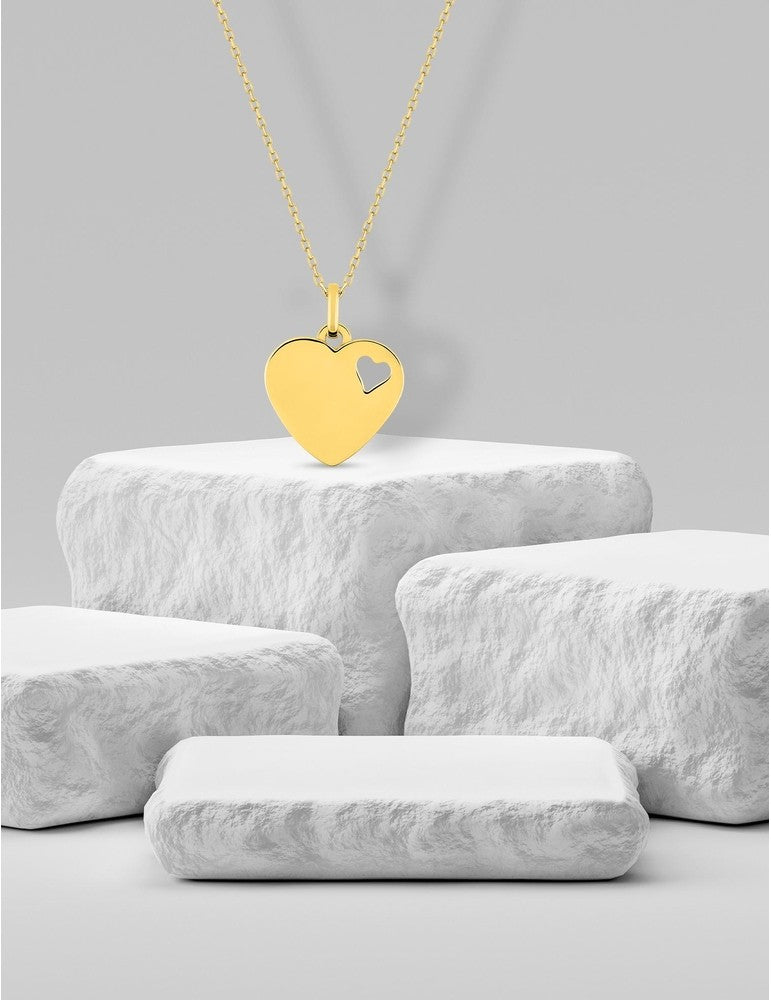 Pendentif cœur en or jaune 375‰ (9 carats) - Plaque ajourée et design élégant