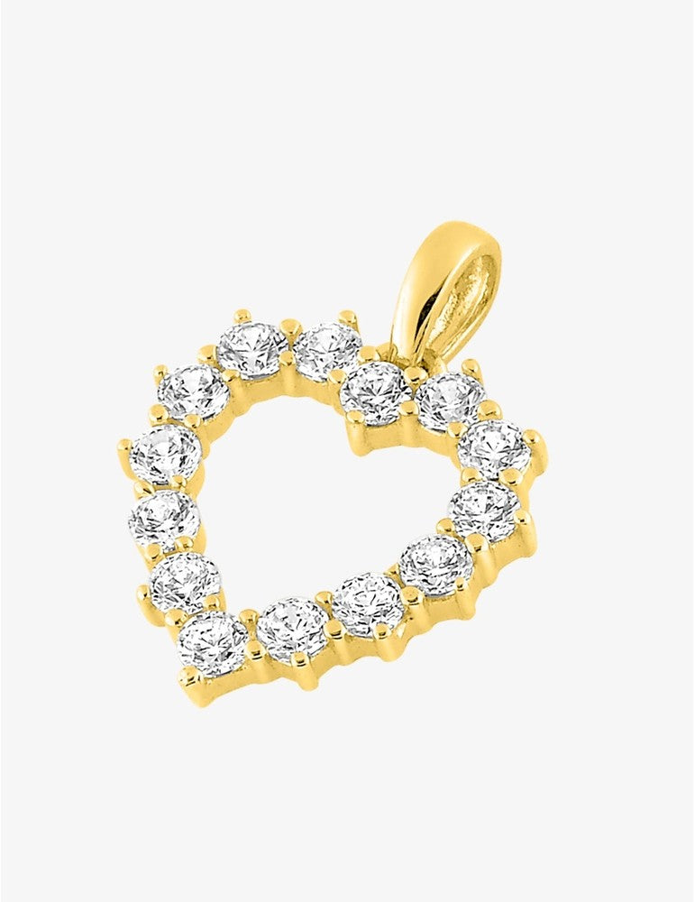 Pendentif cœur en or jaune 375‰ pavé d'oxydes de zirconium