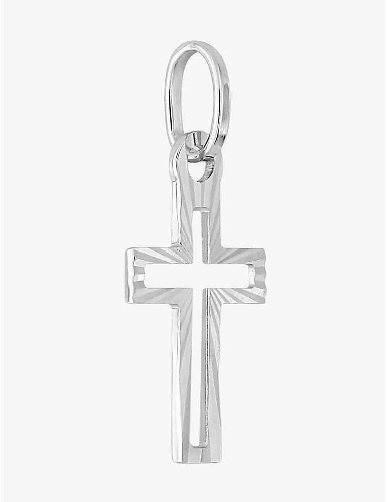 Pendentif Croix Ajourée en Or Blanc 750/1000 – 10 x 23 mm