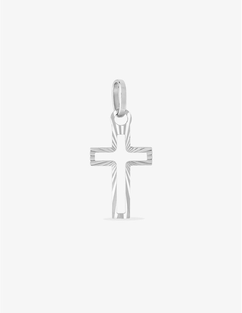 Pendentif Croix Ajourée en Or Blanc 750/1000 – 10 x 23 mm