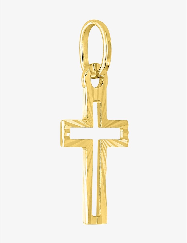 Pendentif Croix Ajourée en Or Jaune 750/1000 – 10 x 23 mm