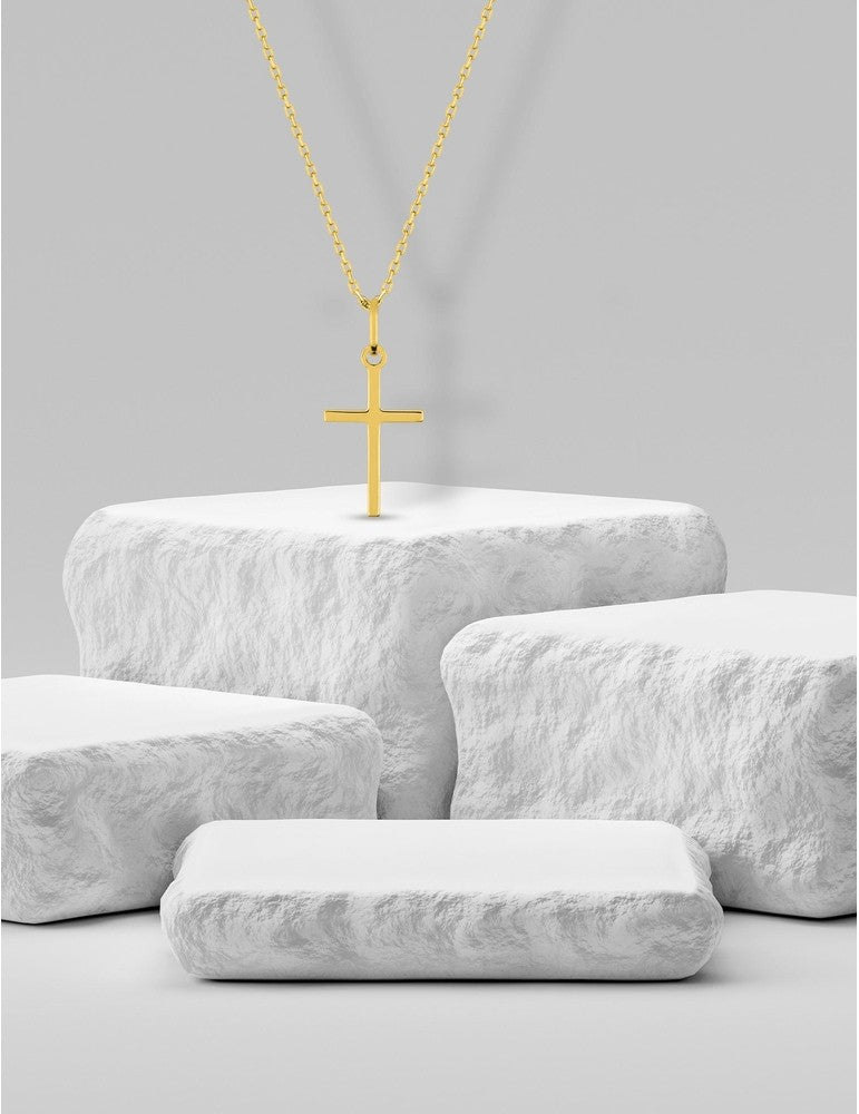 Pendentif Croix en Or Jaune 750/1000 – 10 x 20 mm