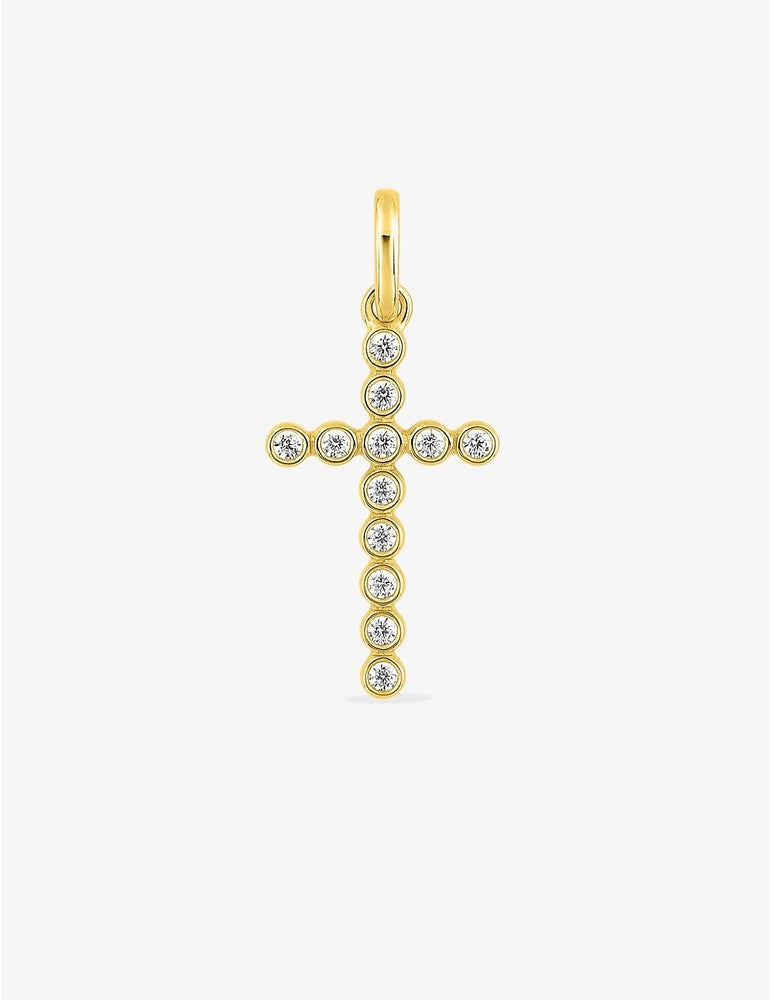 Pendentif croix or jaune 750‰ et oxydes de zirconium