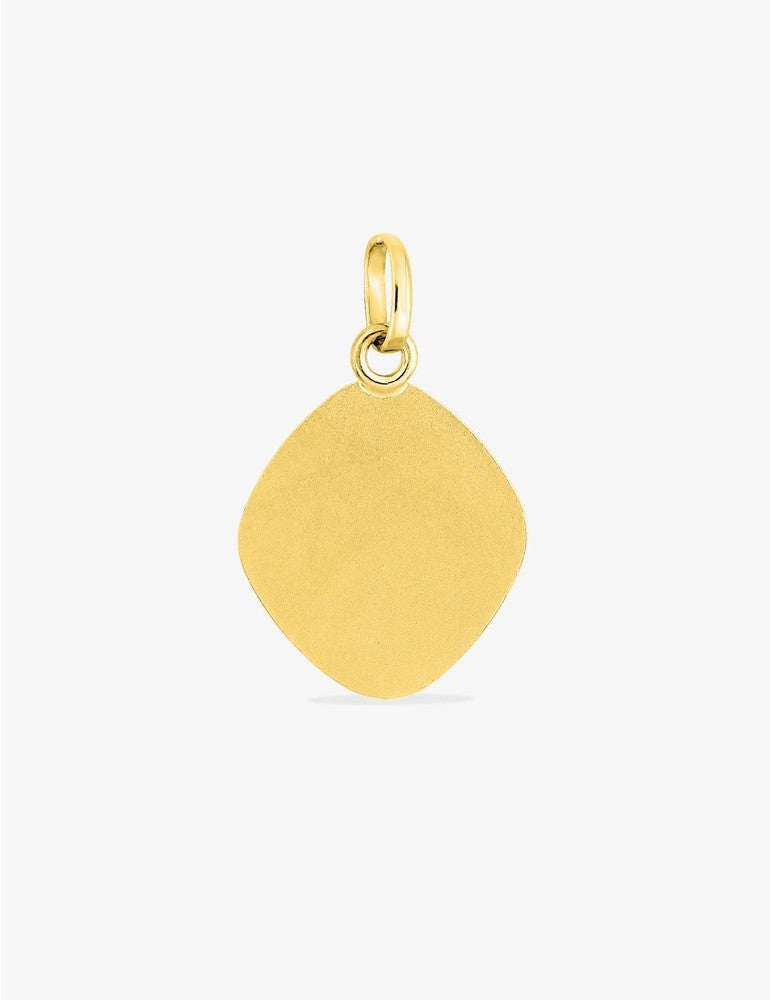 Pendentif Médaille Ange en Or Jaune 18K - Plaque Losange Élégante