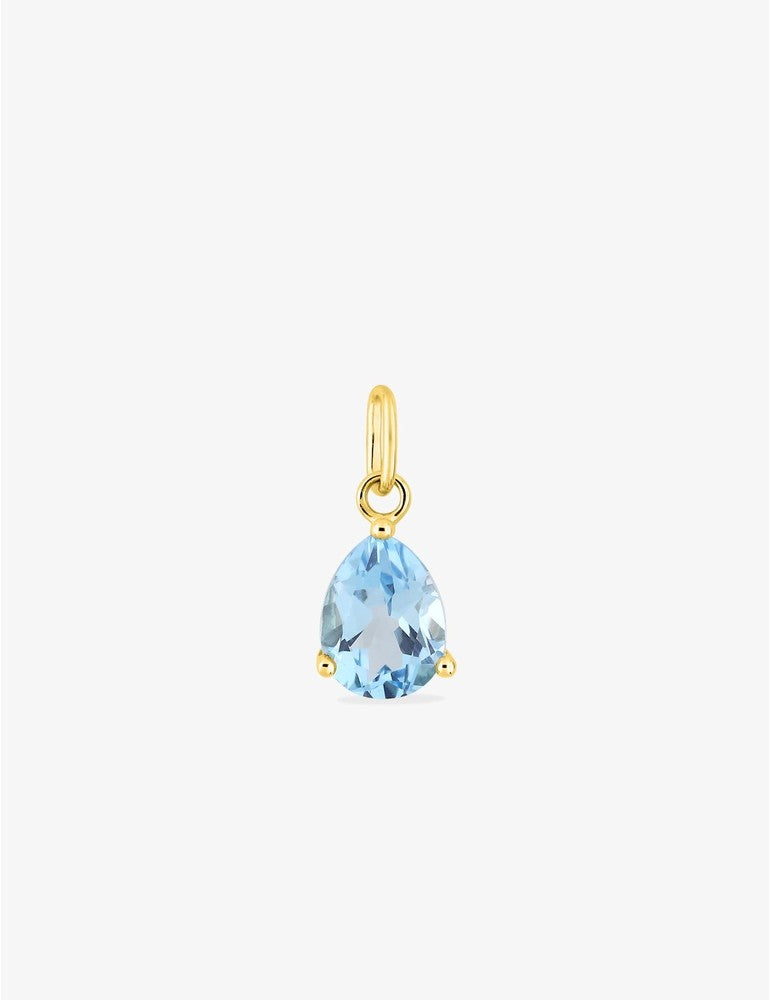 Pendentif or jaune 750 ‰ avec topaze poire bleue traitée