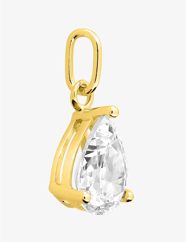 Pendentif oxyde de zirconium poire 7 mm or jaune 750‰
