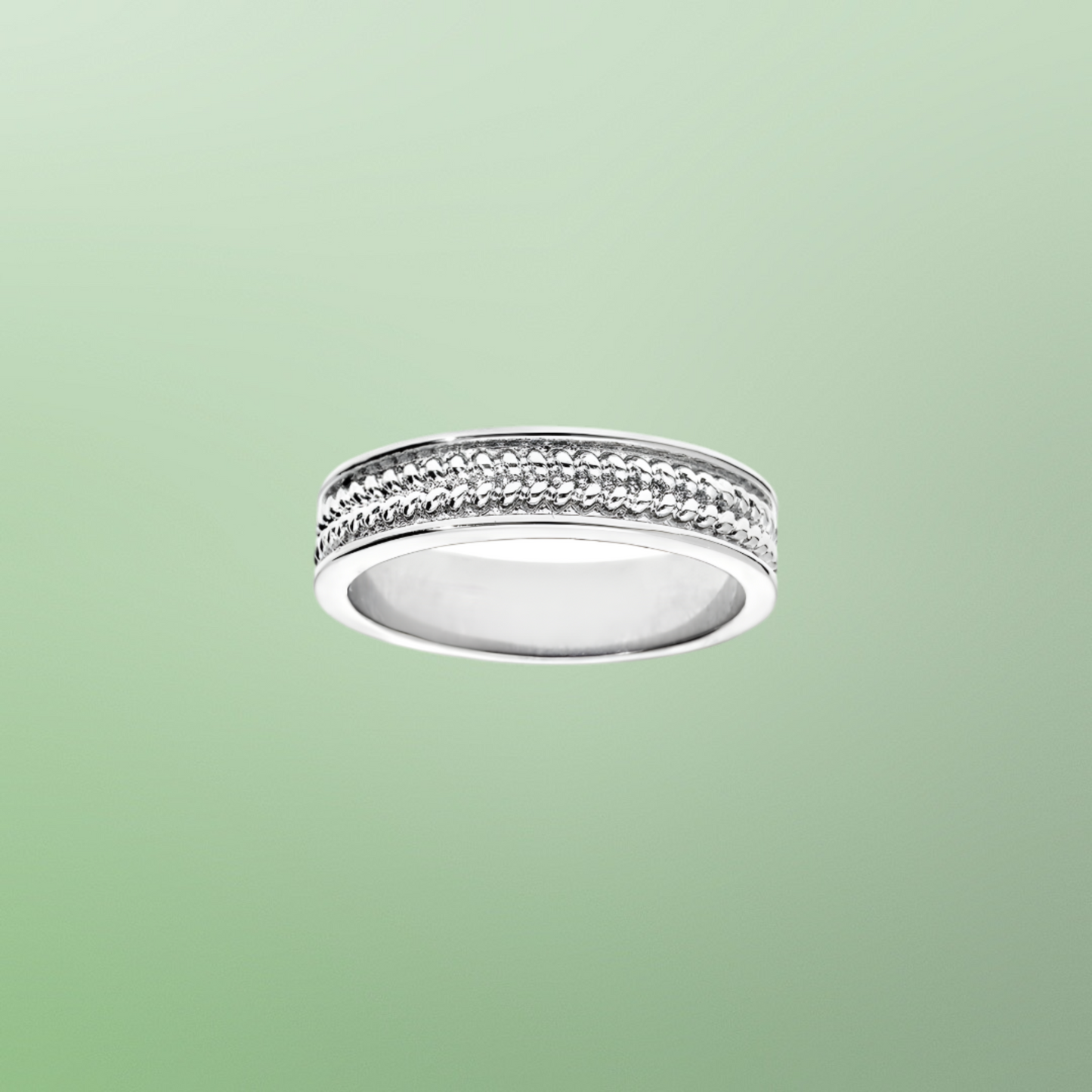 Alliance Argent Rhodié 925/1000e – Ruban Motif Chevron 5mm