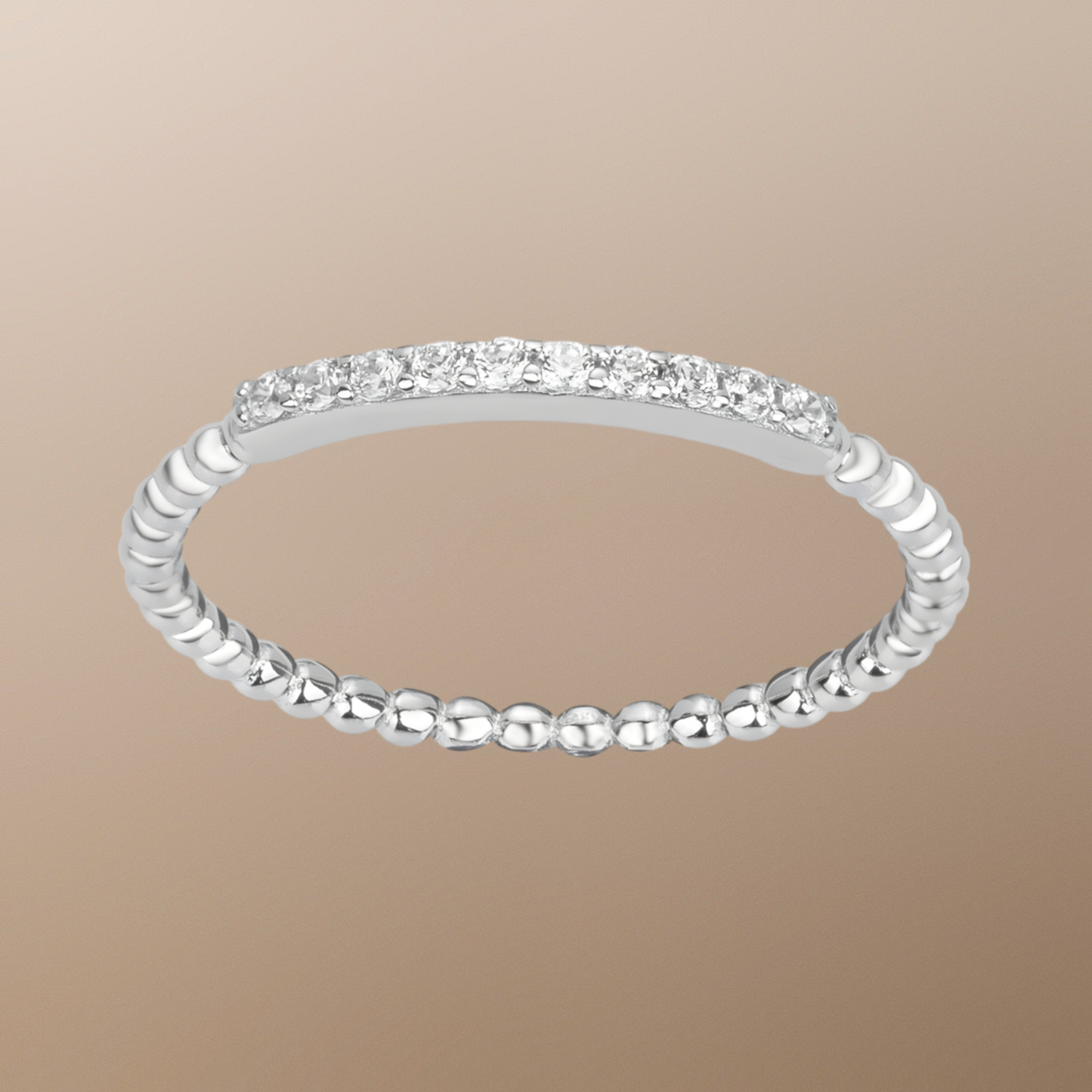 Demi-Alliance Fantaisie en Argent 925‰ avec Oxydes de Zirconium