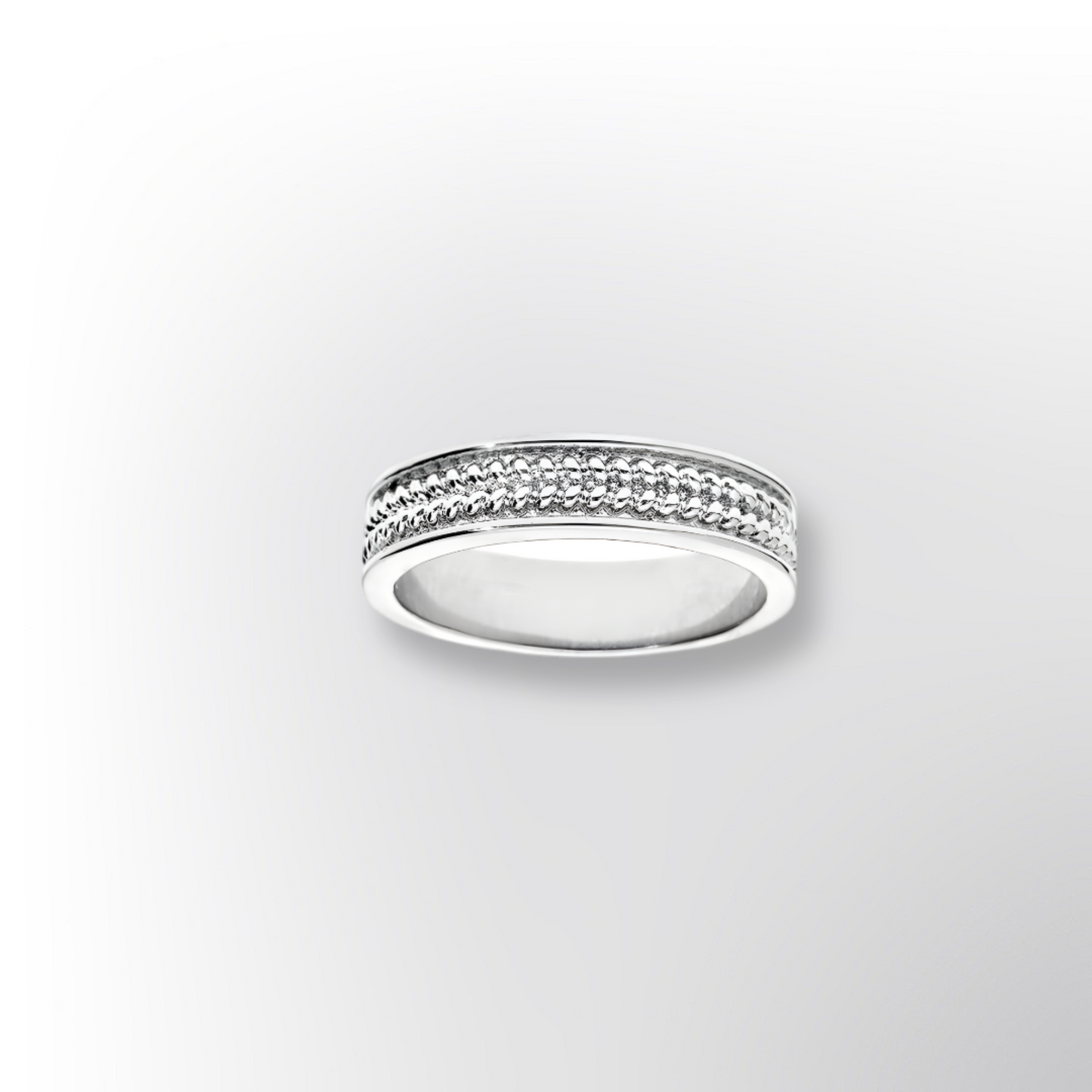 Alliance Argent Rhodié 925/1000e – Ruban Motif Chevron 5mm