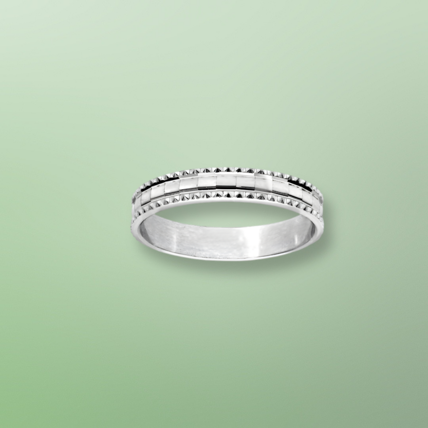 Alliance Argent Rhodié 925/1000e – Ruban Motif Diamantée 4mm