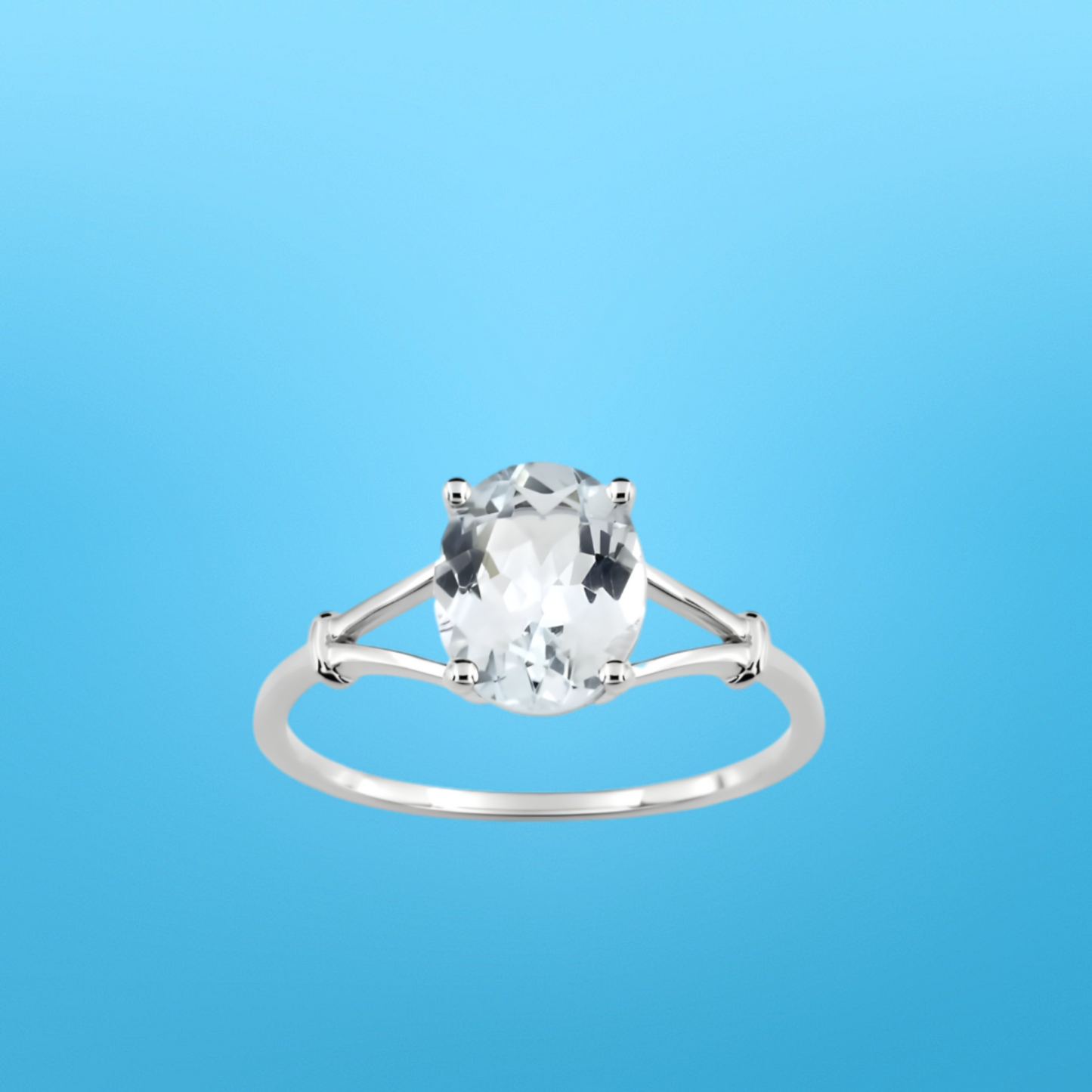 Bague en or blanc 375‰ et aigue-marine