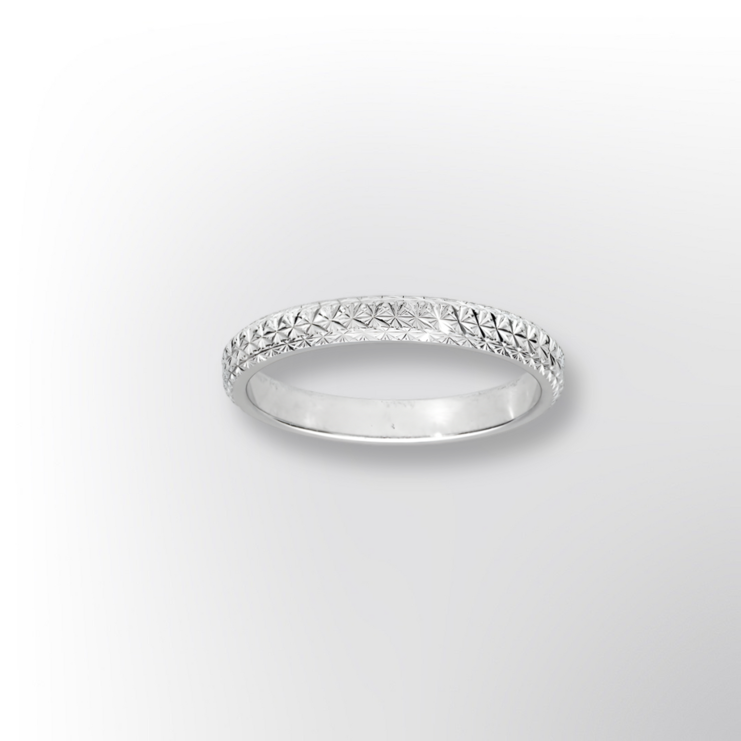 Alliance Argent Rhodié 925/1000e – Ruban Motif Diamantée 3mm