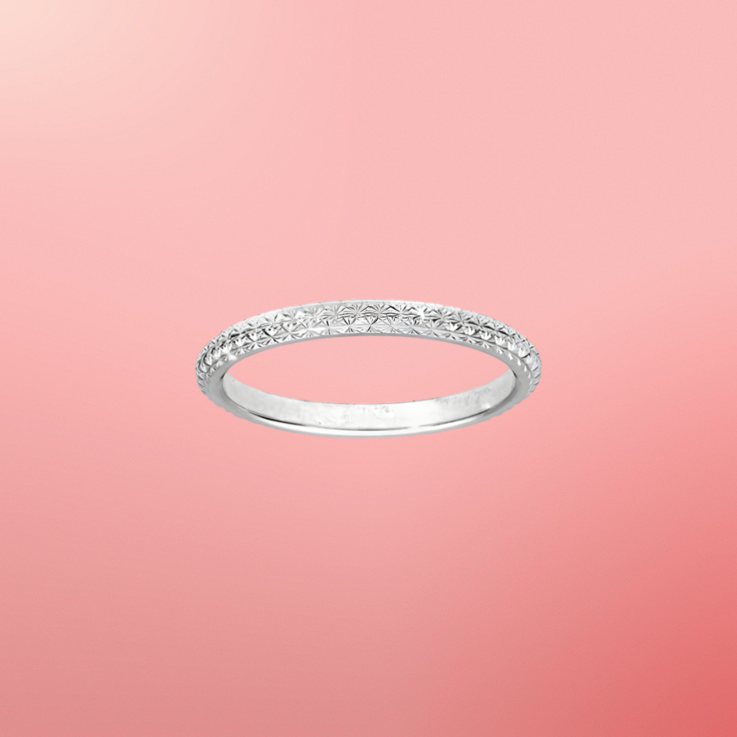 Alliance Argent Rhodié 925/1000e – Ruban Motif Diamantée 2 mm