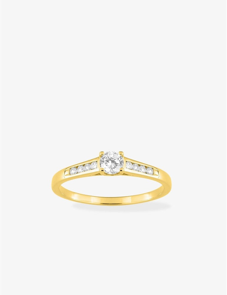 Solitaire Plaqué Or avec Oxyde de Zirconium 6,5 mm – Élégance et Éclat Intemporel
