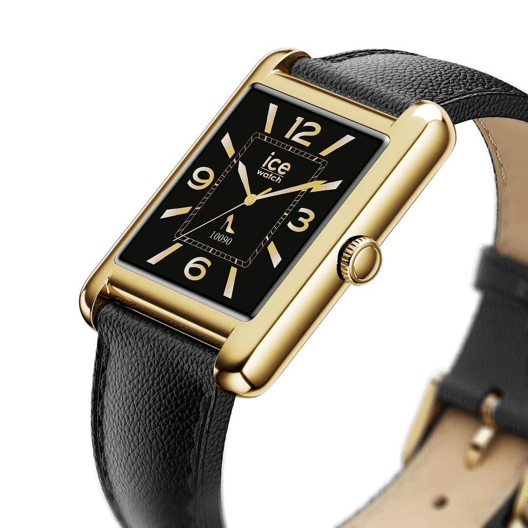 Montre Connectée ICE smart TKS 2.0 Rectangulaire – Gold Black, Bracelet Cuir Noir