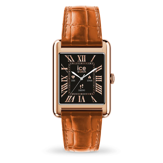 Montre Connectée ICE smart TKS 2.0 Rectangulaire – Rose-Gold Cognac