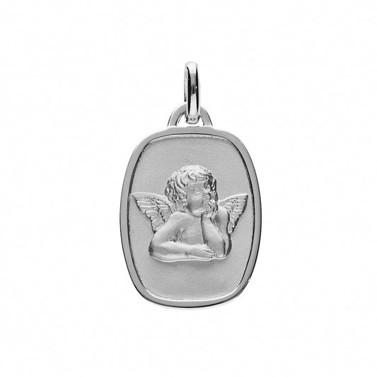 Médaille Ange Rectangle Argent – Élégance et Symbolisme