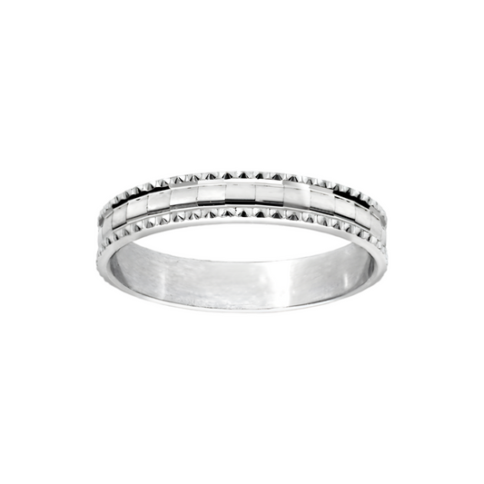 Alliance Argent Rhodié 925/1000e – Ruban Motif Diamantée 4mm